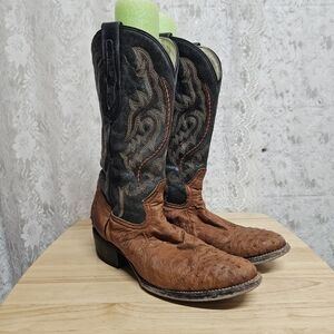 jb dillon cowboy boots Men’s Cognac Ostrich Black Leather Dylan Reserve Mens 9 D